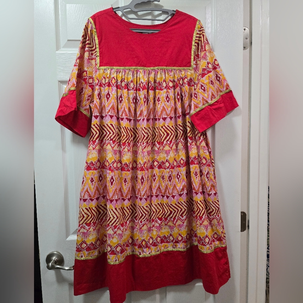 Go Softly Patio Colorful Lounge Beach Pool Dress Large Red And Yellow